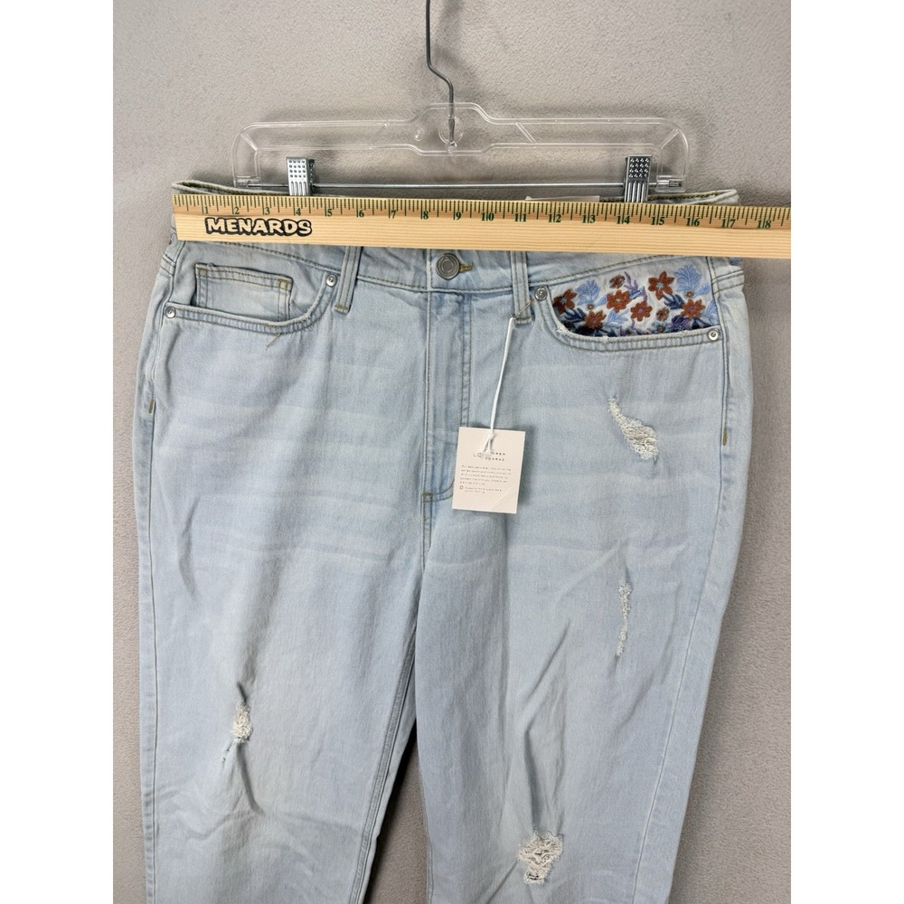 LC Lauren Conrad Women's 14 Super HighRise Crop Distressed Embroidered Denim NWT - Picture 8 of 11